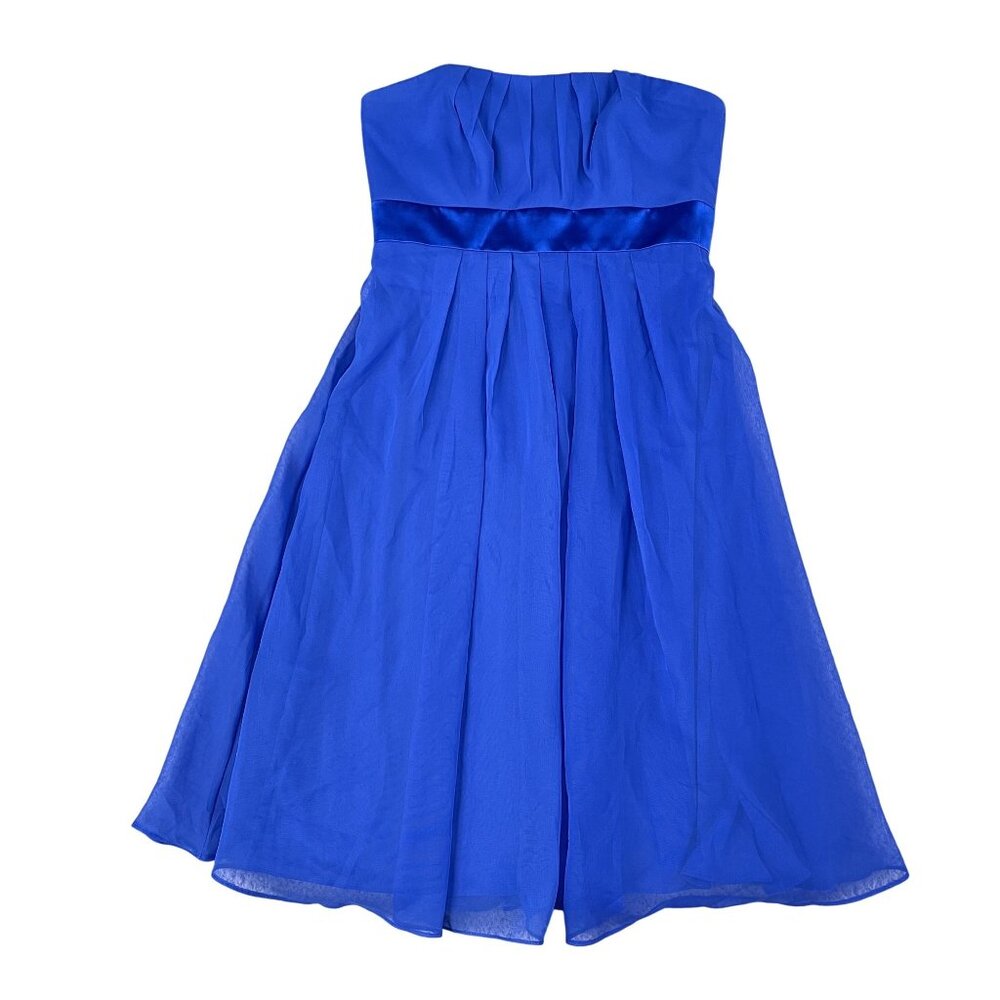 After‎ Six Blue Strapless Chiffon Sapphire Midi Dress Sz 2